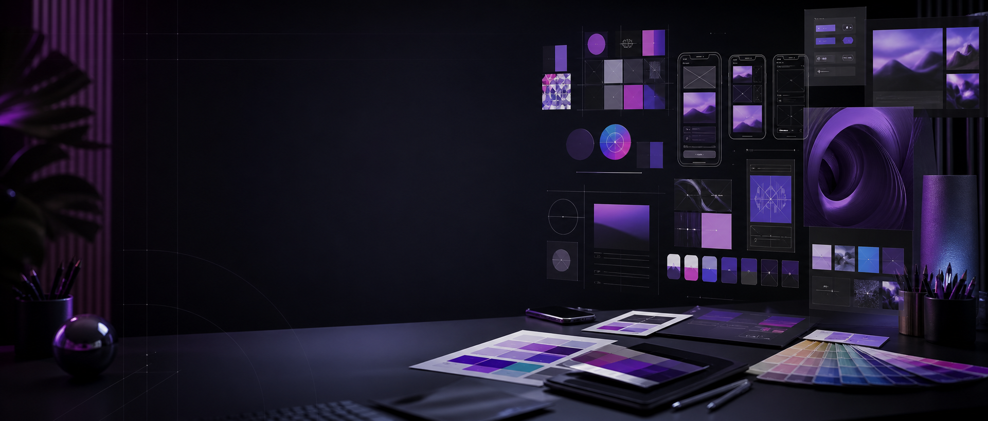 Premium graphic design and UI UX agency workspace